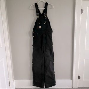 Carhartt R41 Mens Black Quilted Overall Bibs 32x34